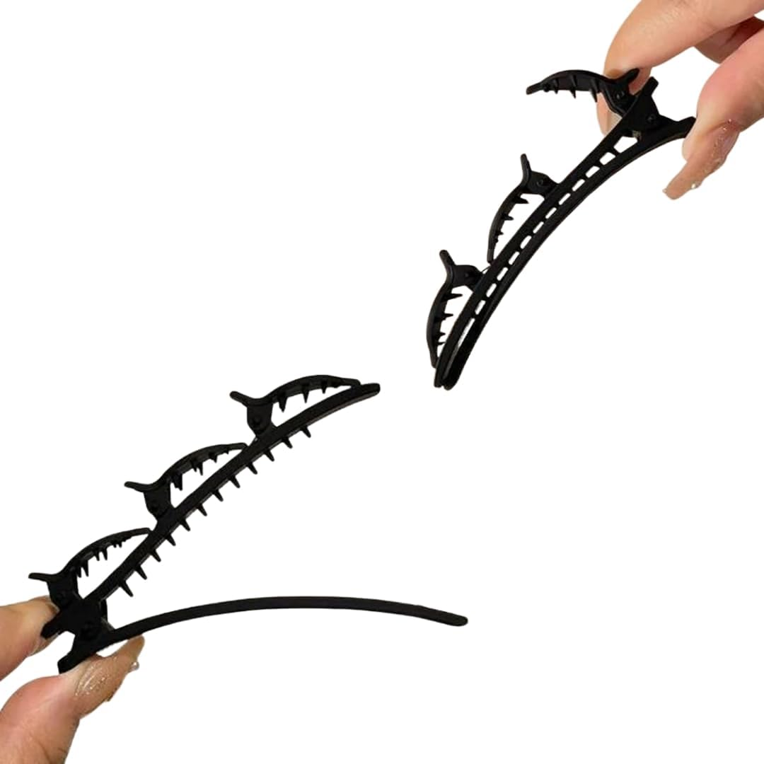 PARENCE. - Set of 2 Long Hair Clips 9.5 Cm - Black - Durable Plastic Hair Clips - Hair Accessories for Women and Girls - Lightweight, Elegant and Practical image number 5