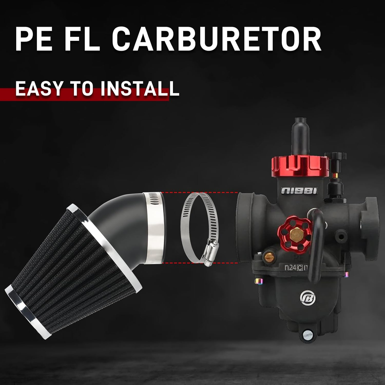 NIBBI PE24 Carburetor Kit, 24Mm Carburetor with Carb Jets - Fit for 140Cc 150Cc Dirt Bike Pit Bike Apollo Taotao Lifan Kayo SSR image number 3