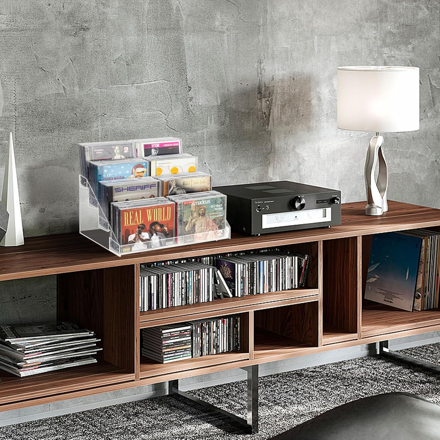 Vowcarol 4-Tier CD Storage Organizer, Dvd Case Holder Organizer CD Holder for 32 CD Jewel Cases