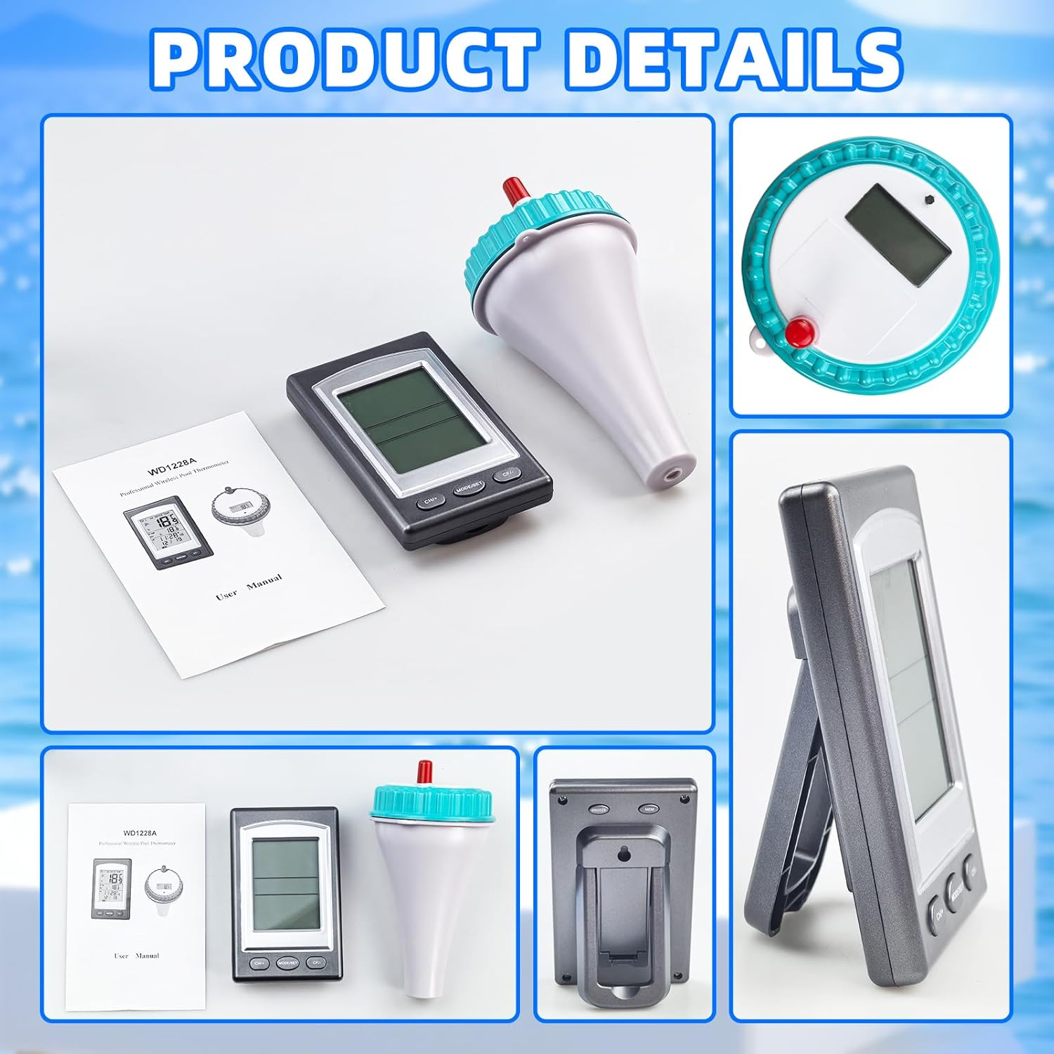 Digital Pool Floating Thermometer, Waterproof Water Temperature Monitor Wireless Digital Pool Thermometer for Hot Tub SPA Aquarium image number 4