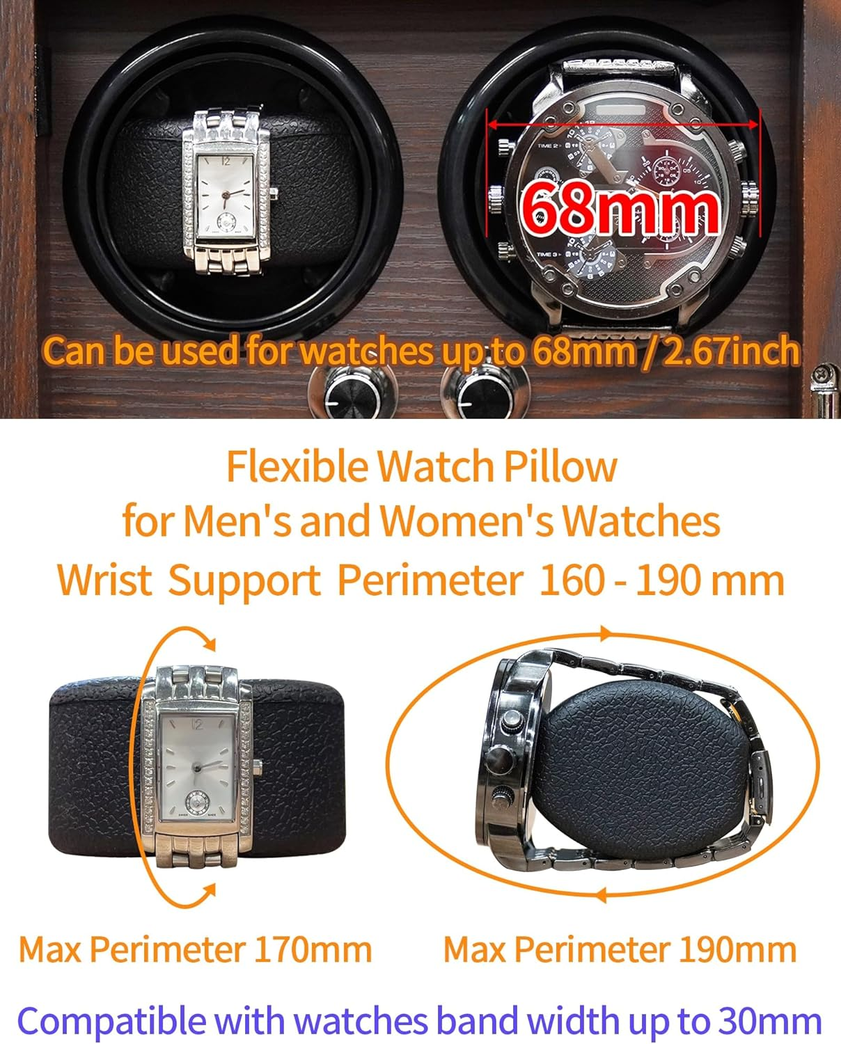 ORYX Watch Winder 4 for Automatic Watches Box, Watch Rotator for Large Watches with LED Light, Rotating Watch Case, Watch Shaker, USB Powered Super Quiet Mabuchi Motor