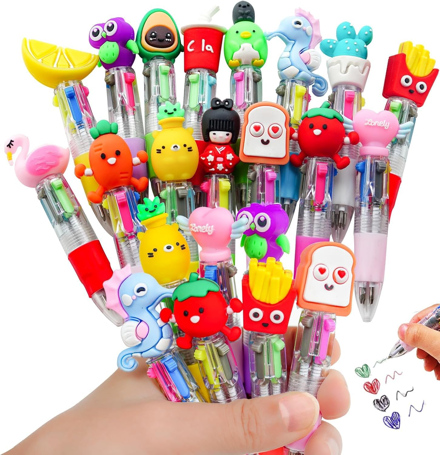 15-Pack Mini Multicolor Pens in One 4-In-1 Cute Pens Bulk for Kids, Ballpoint Pen for Birthdays and Children'S Parties, Fun Gifts Assorted Ink Kawaii Pen image number 2