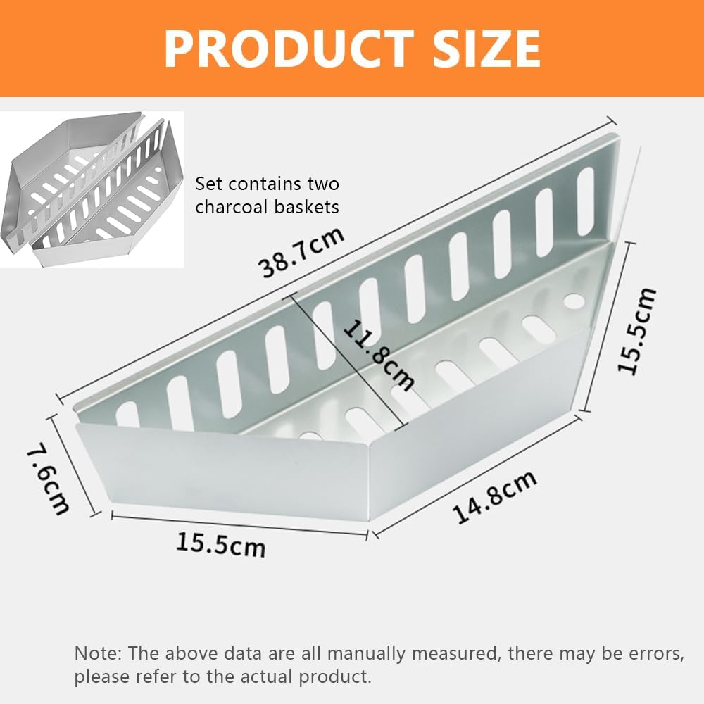 HYAVIA 2 Pack Charcoal Basket for Grill &ndash; Heavy Duty Steel Holder, Even Heat Distribution, Charcoal Saver for BBQ, Compatible with Kettles, Steaks, Fish, Veggies image number 1