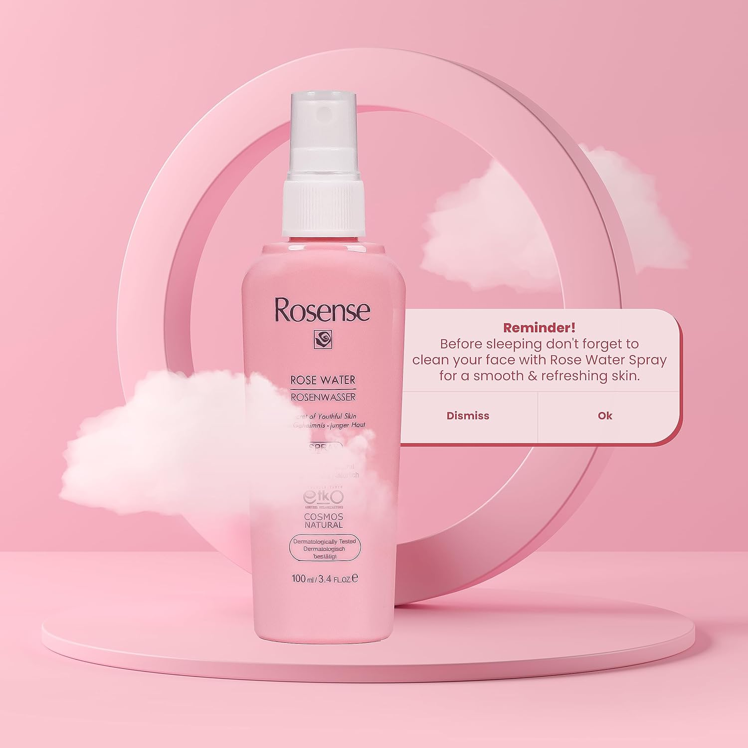 Rosense Pure Rose Water Spray, Moisturizing, Skin Balancing, Fragrance/Alcohol Free Facial Toner/Mist, Peta Approved, Natural & Vegan Certified, from Steam Distillation of Fresh Rose Petals image number 5