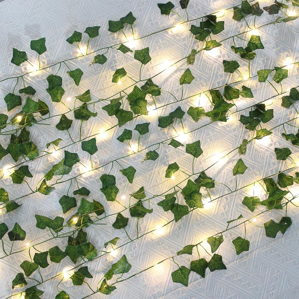 Leaf String Lights,Vine Lights,Fake Green Ivy Vine Fairy Strings Lights for Room Home Bedroom Outdoor Indoor Garden Decor image number 5