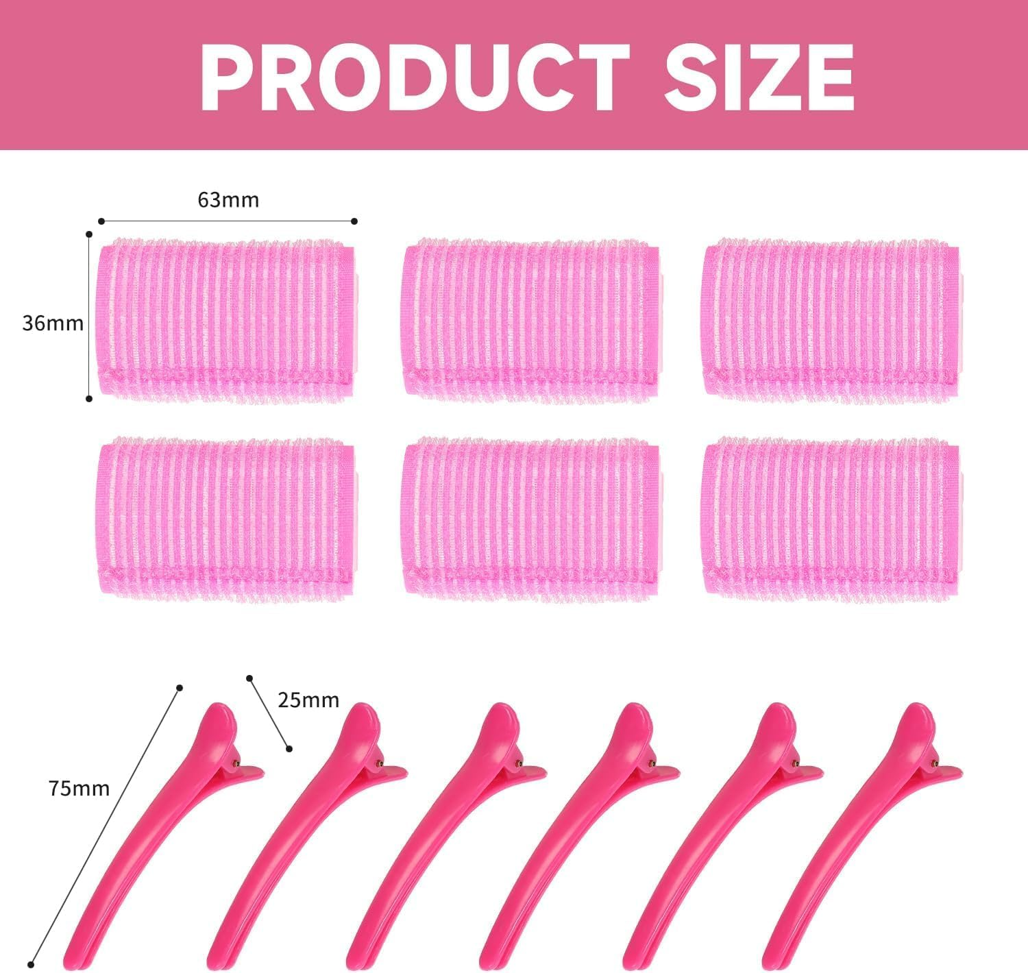 SHUNYUNG Self Grip Jumbo Hair Roller with Clips, 6Pcs Self Grip Hair Curlers Rollers, Self Grip Salon Hairdressing Curlers, Jumbo Hair Rollers Hair Curlers for Long Hair image number 1