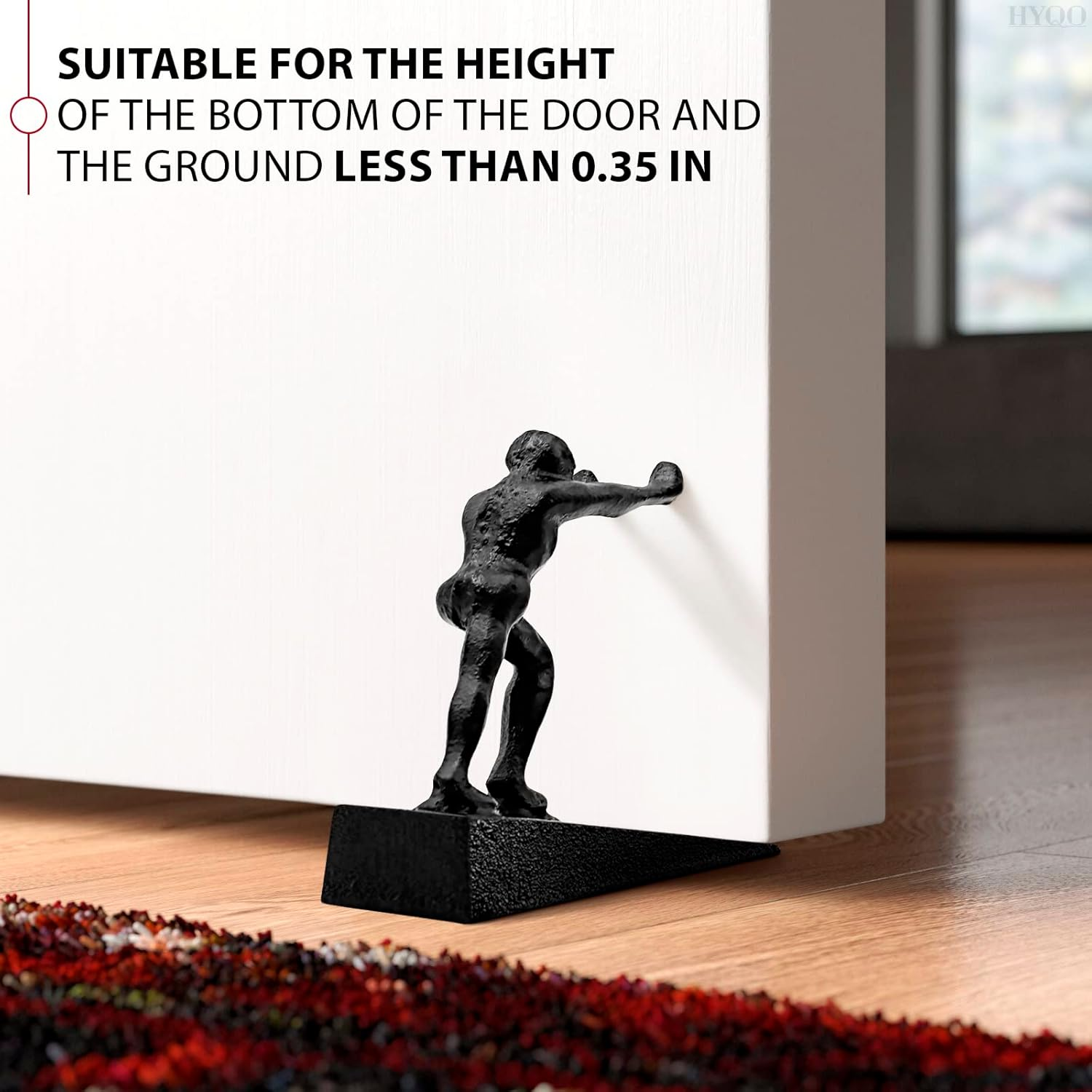 Cast Iron Door Stop - Decorative Door Stoppers for Bottom of Door, Black Metal Doorstop Decorative, Durable Heavy Build - Designed for Home Use, Hallway Area, Entryways & Office Spaces image number 1