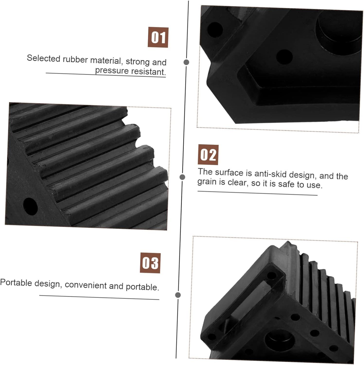 CIYODO Heavy Duty Rubber Wheel Slip Stopper Tyre Blocks for Car Truck Camper Trailer Secure Parking Ramp image number 4