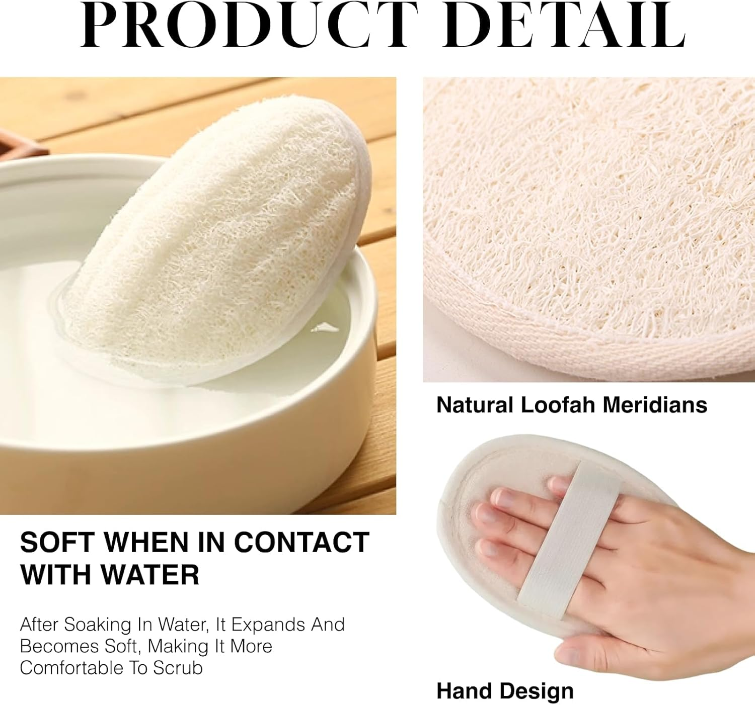 2 Counts 1 Pack Soft Loofah Pad for Body Exfoliation Shower Luffa Sponge, Gentle Thai Loofah Fibers, Prevents Ingrown Hairs, Suitable for Sensitive Skin, Eco Friendly, Spa Grade Exfoliation at Home image number 4