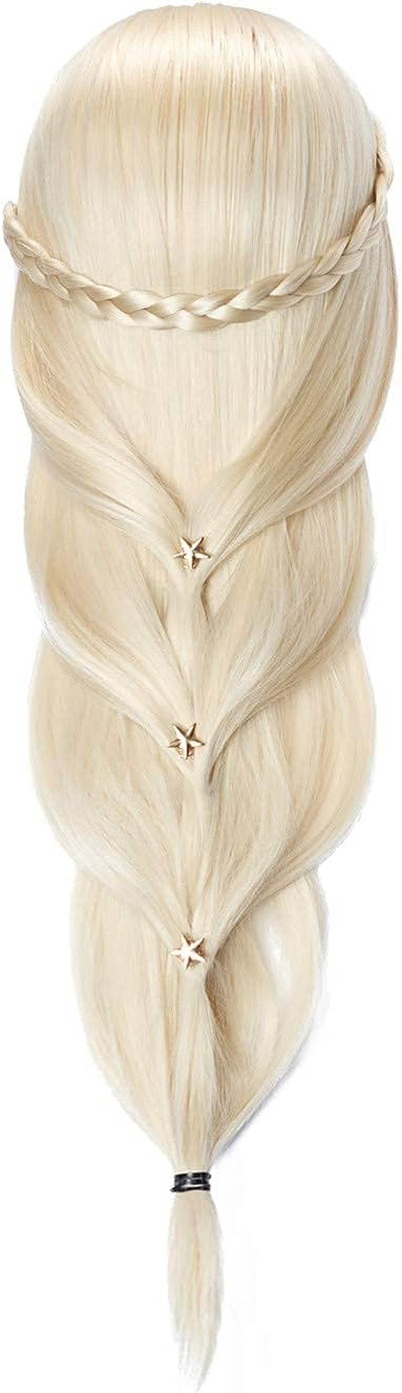 Hairlink 26-28'' Mannequin Head Synthetic Fiber Hair Styling Training Head Dolls for Cosmetology Manikin Maniquins Practice Head with Stand (6611W61320) image number 5