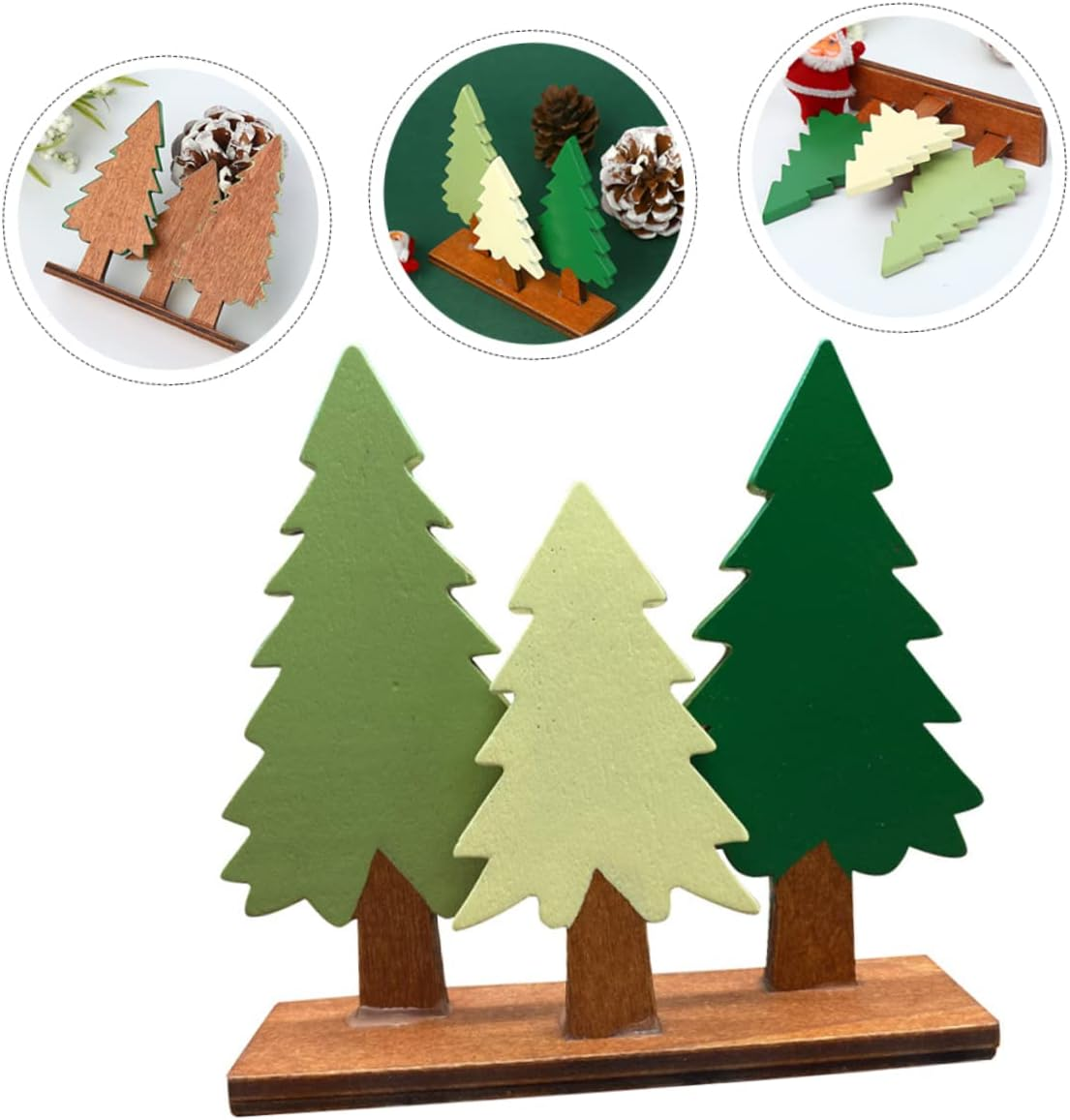 CANIGHT 1Pc Adorable Wooden Christmas Tree Decoration for Home Festive Tabletop Ornament Simulation Tree Model Fine Craftsmanship for Holiday Gatherings and Celebrations image number 2