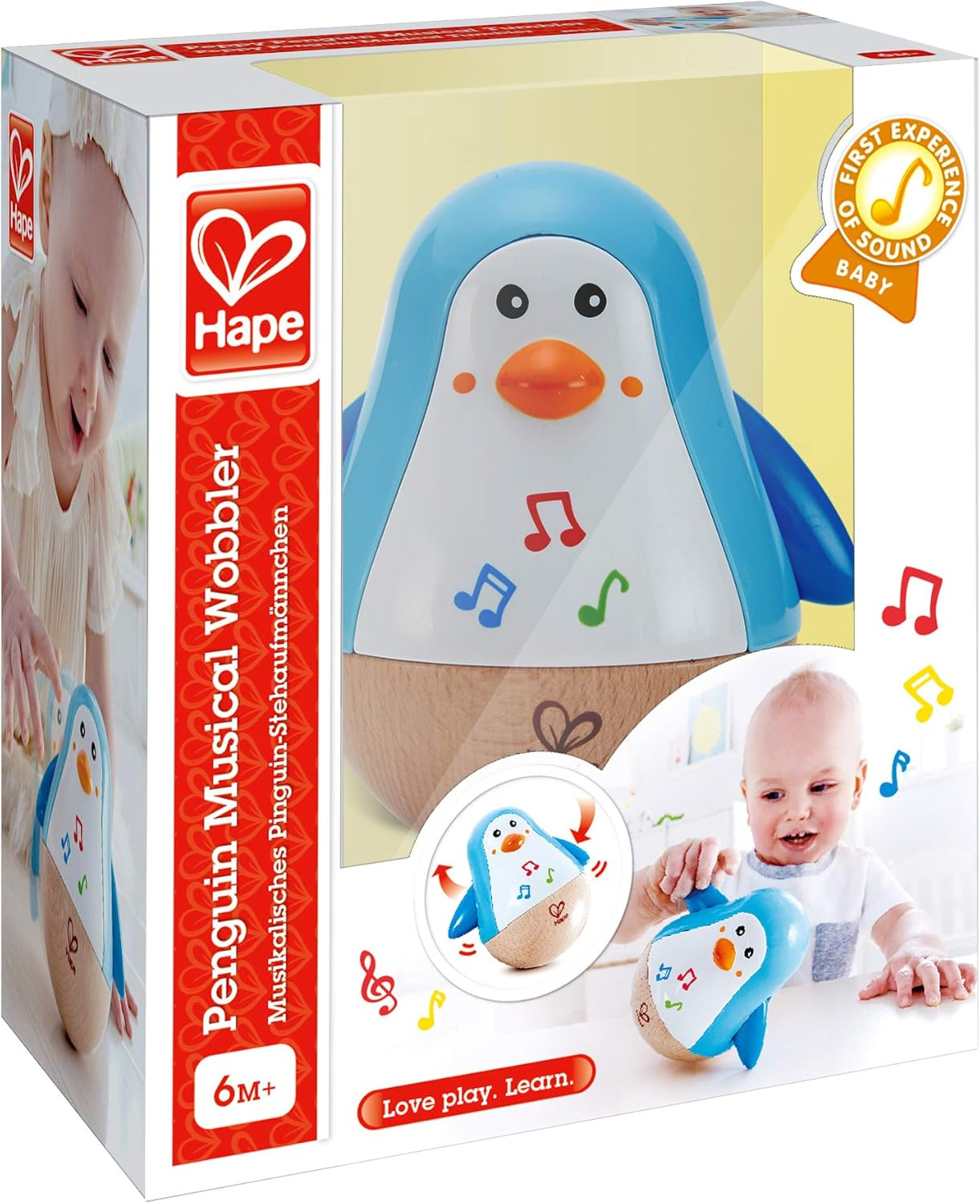 Hape Penguin Musical Wobbler Music Educational Kids/Baby Wooden Toy/Play 12M+ image number 4