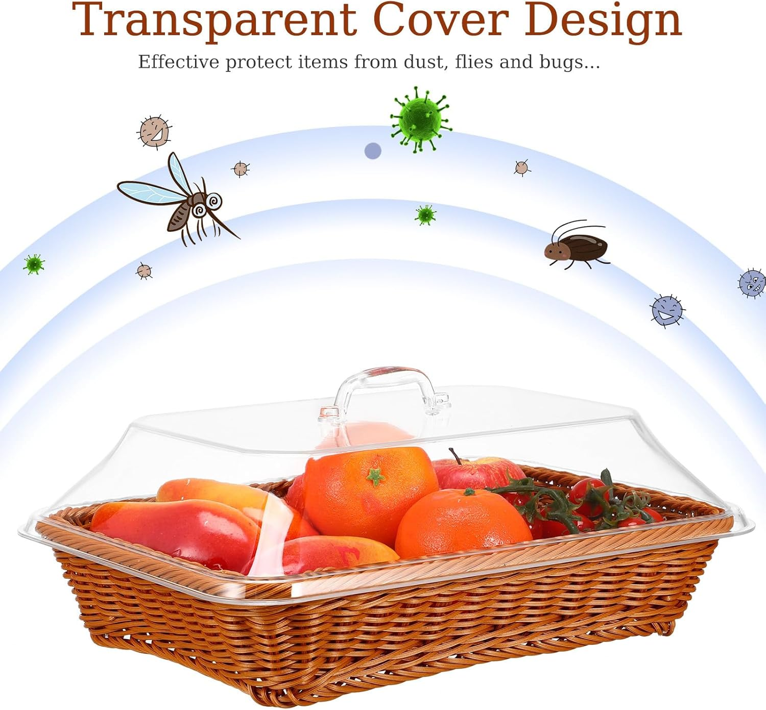 DOITOOL Imitation Rattan Woven Bread Basket with Lid Versatile Tabletop Food Serving Basket for Fruits Vegetables and Bakery Items Restaurant Kitchen and Picnic Use image number 1