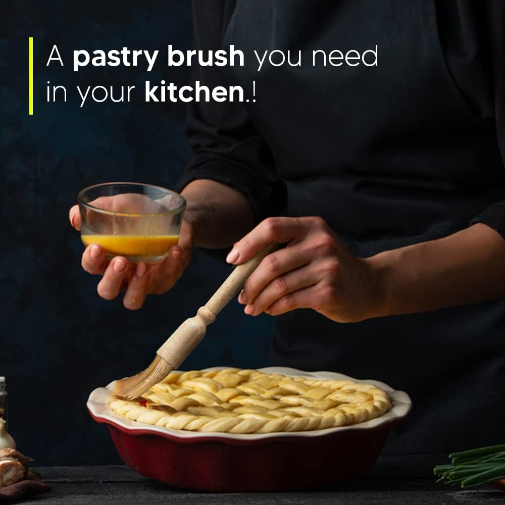 ANGIX 1 X Wooden Pastry Brush | Helpful in the Kitchen | Ideal for Applying Oils, Glazes, Milk, and Other | with a Comfortable round Wooden Handle | Size 2Cm X 2Cm X 19Cm image number 4