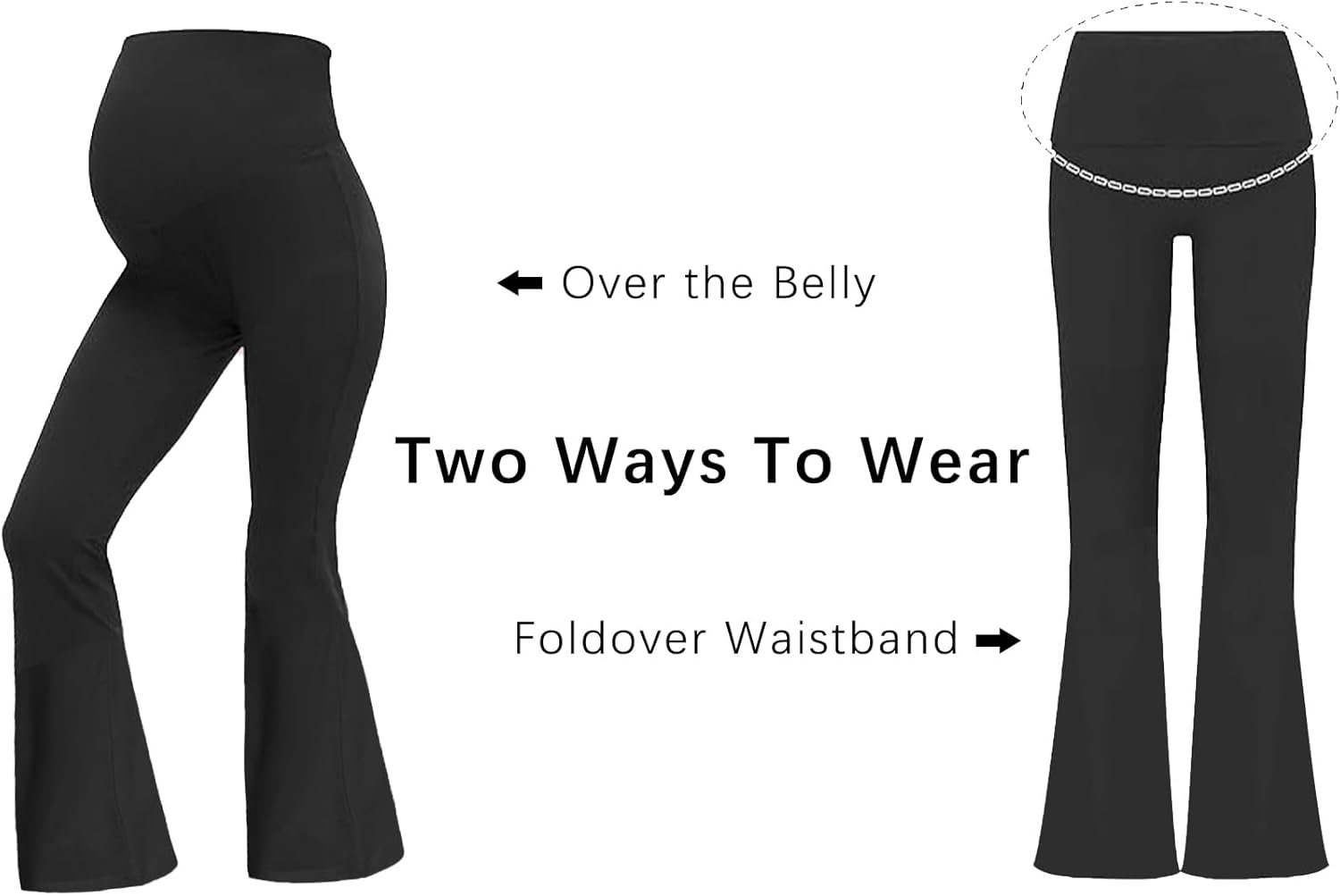 Peauty Buttery Soft Maternity Flare Leggings over the Belly - Stretchy Belly Support Pregnancy Pants for Yoga Lounge Wear image number 2