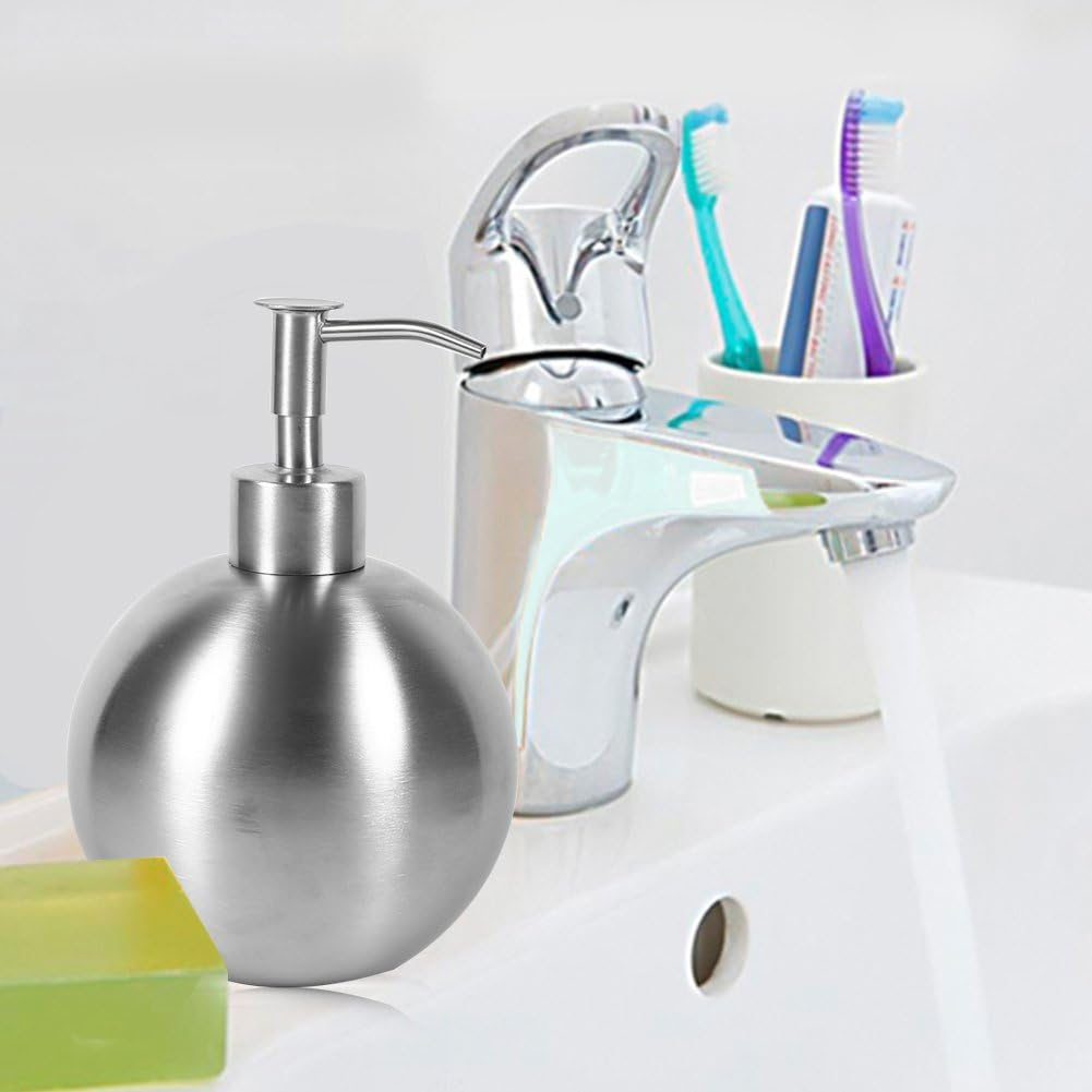 Stainless Steel Bath Accessory for Shower Gel Lotion Shampoo Dispenser 500Ml Ball Shaped Kitchen Hand Soap Container Durable Corrosion Resistant Pump Design image number 1