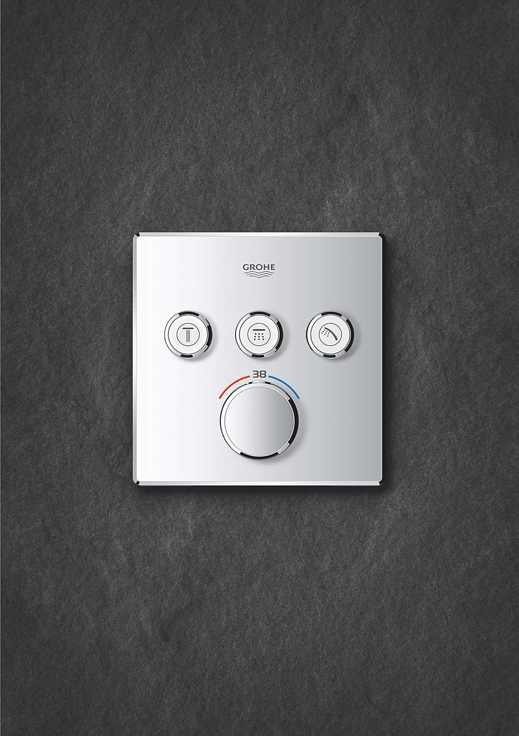 GROHE Grohtherm Smartcontrol - Concealed Square Thermostat for Shower or Bath (3 Valves, Push for ON-OFF, Turn for Volume Adjustment, Safety Button at 38&deg;C, Requests Rapido Smartbox), Chrome, 29126000 image number 6