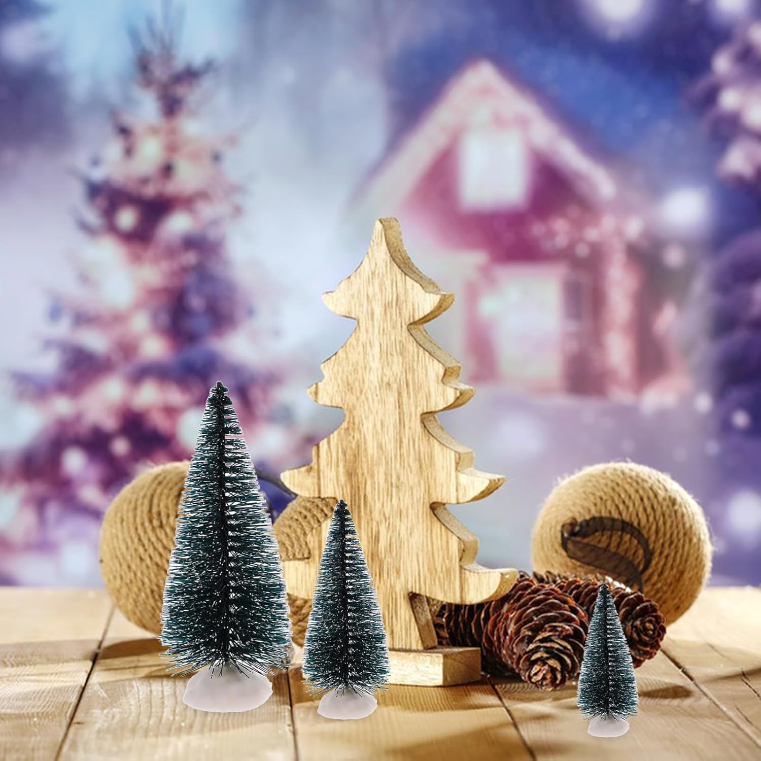 10Pcs Mini Artificial Christmas Tree Desktop Decorations for Xmas Party Home Table Decor Miniature Xmas Trees image number 4