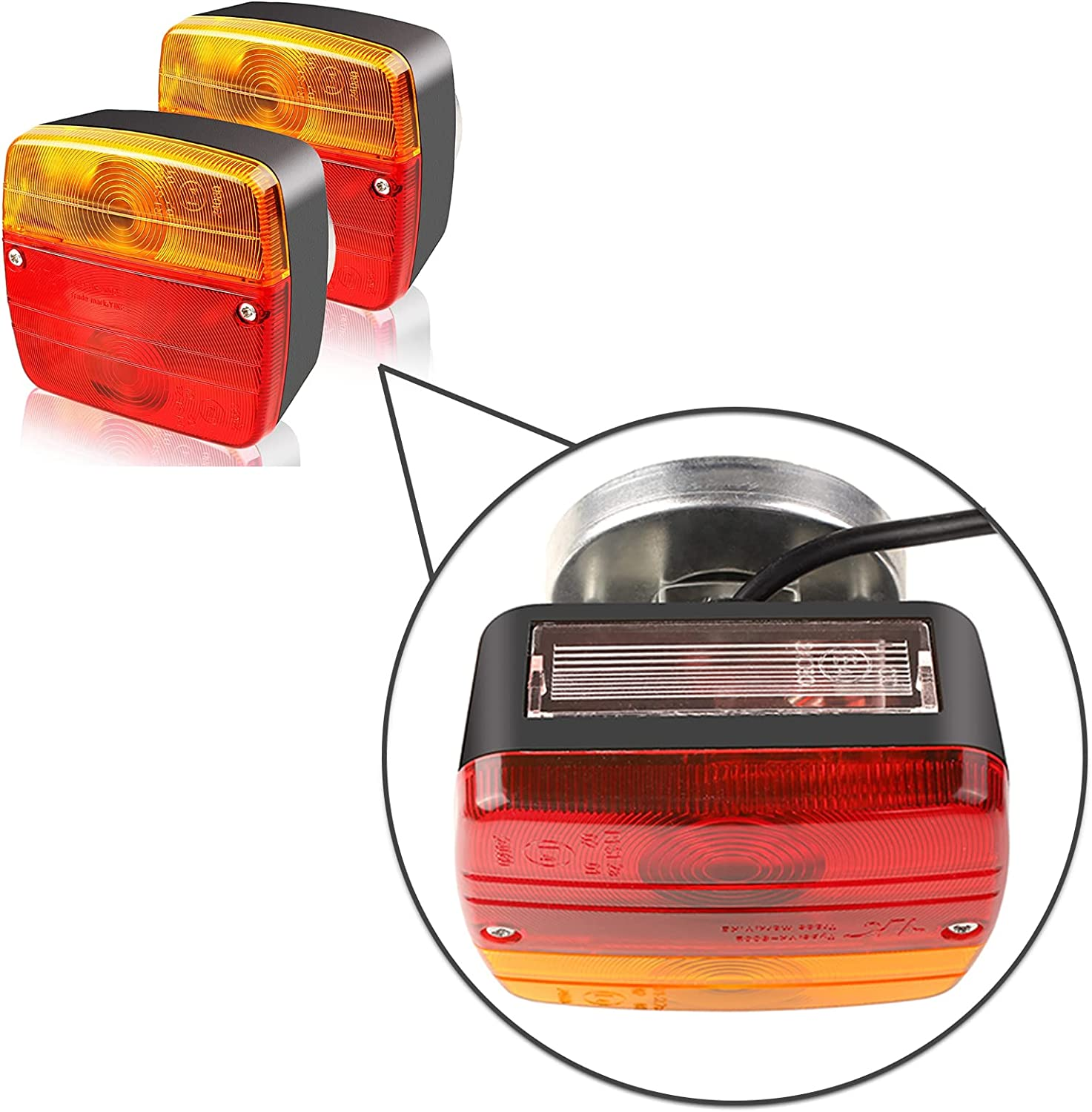 MAMIZO Rear Lights Set for Trailers, Magnetic Installation, 7 M Cable, 7-Pin Plug, 12 V, E Certification, Rear Lights, Trailer Lighting, Rear Lights for Trailers, Trucks, Transporters, Motorhomes,