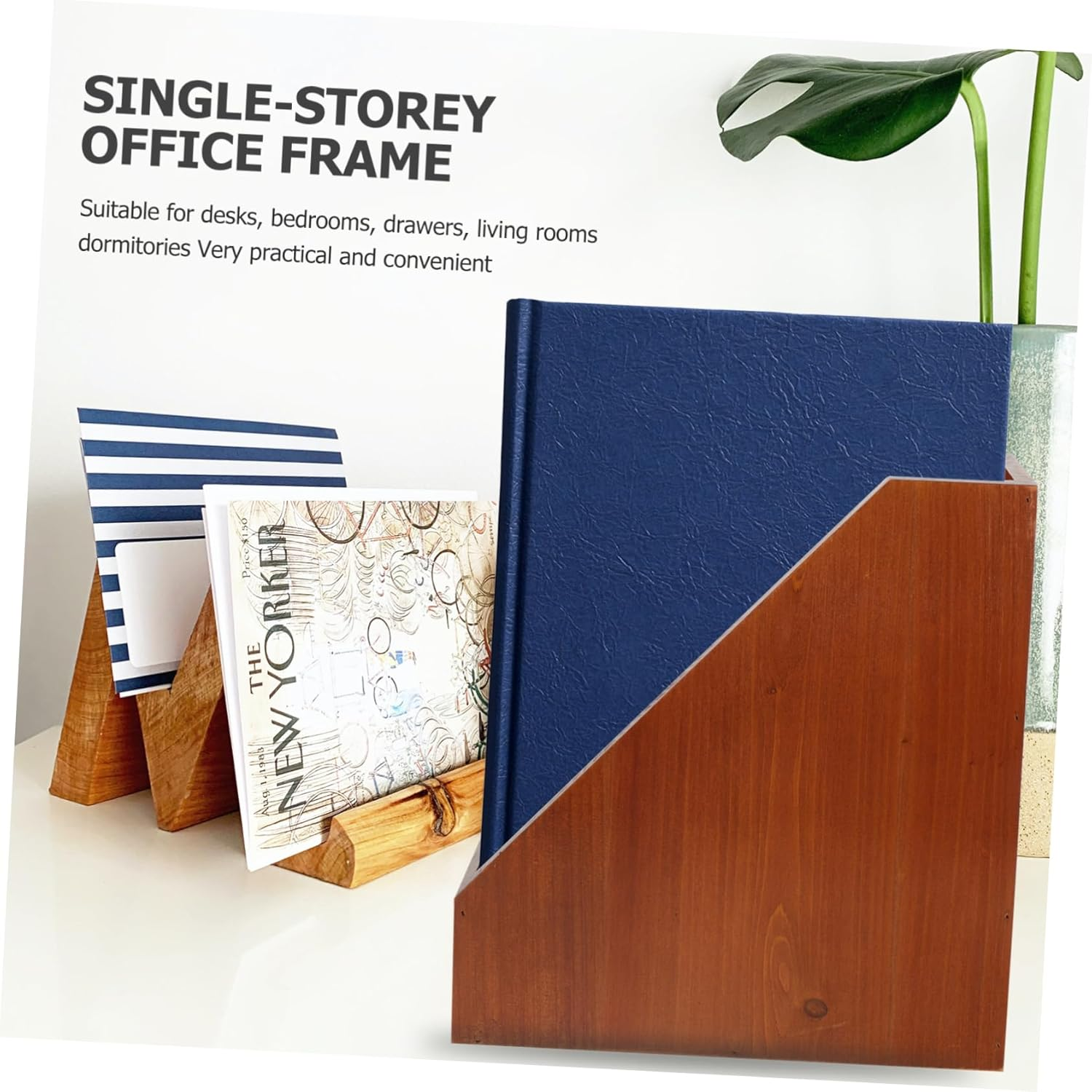 FUNOMOCYA Wooden Desk Organiser Folding Storage Box Office Accessories Desktop Storage Container image number 5