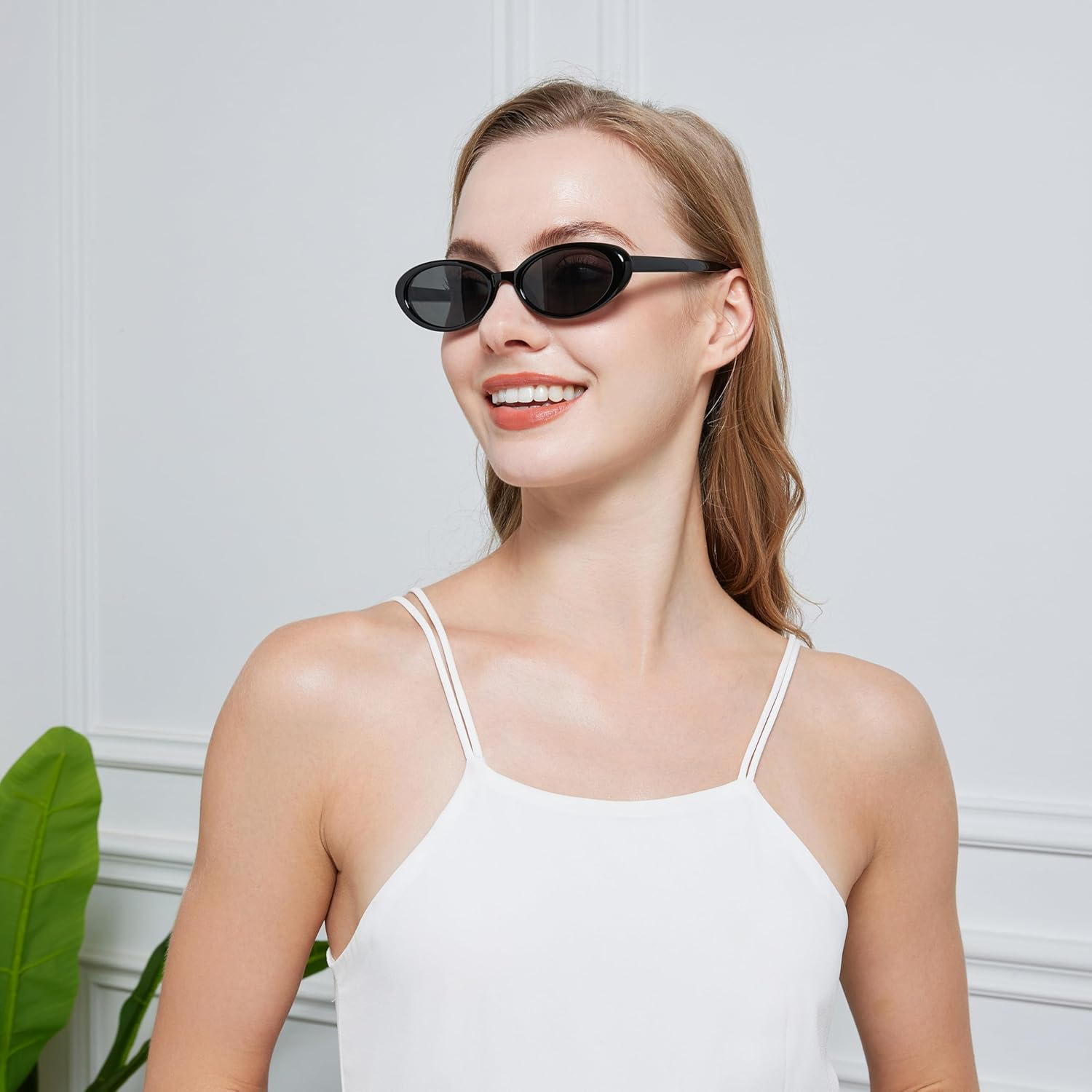 ONLYZILLA Retro Classic Oval Sunglasses for Women and Men Small 90S Style image number 3