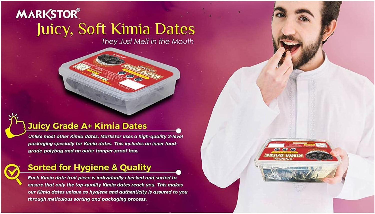 Markstor Original Kimia Dates - Fresh & Juicy Dates -500G - Natural Sweetness, No Added Sugar image number 6