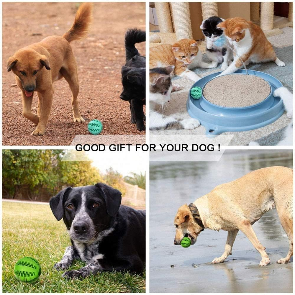 Ezonedeal Pets Dog Treat Toy Ball Rubber Dog Food Ball IQ Treat Feeder Puzzle Tooth Cleaning Interactive 5Cm for Dog Teeth Cleaning/Chewing/Playing/Treat Dispensing (Green) image number 3