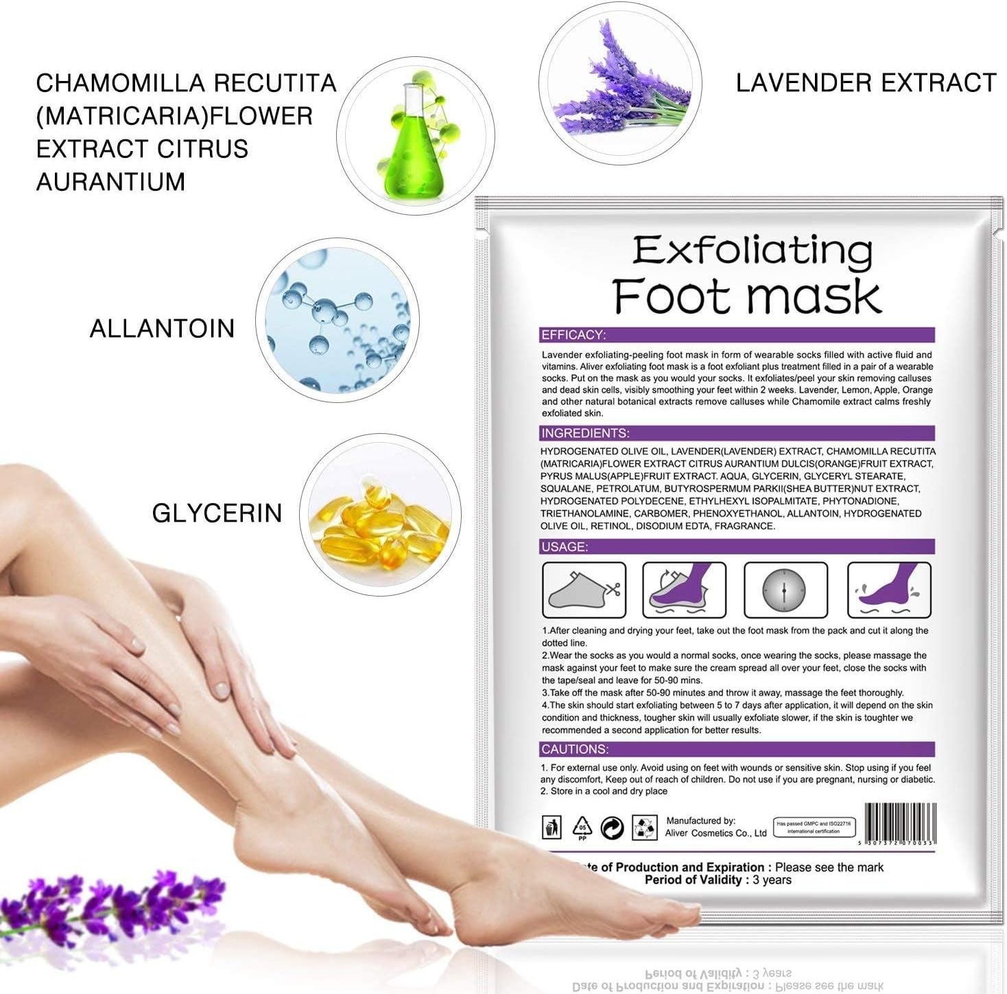 Foot Peel Mask 3 Pack, Exfoliator Peel off Calluses, Exfoliating Foot Care,Foot Exfoliator Repair Dry Cracked Feet,Peeling Away Dead Skin, Calluses, Dead Skin Callus Remover, Baby Soft Smooth Touch Feet-Men Women (Lavender) image number 5