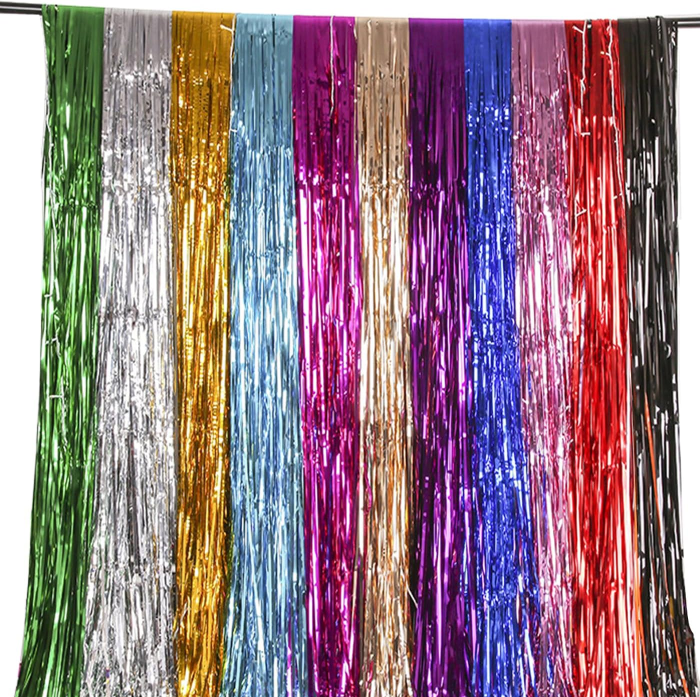 Haobase 2 Pack 3.28 Ft X 6.56 Ft Tinsel Foil Fringe Curtains, Metallic Foil Curtains Party Photo Backdrop for Wedding Birthday Party Baby Shower Graduation Decorations (Light Blue) image number 5