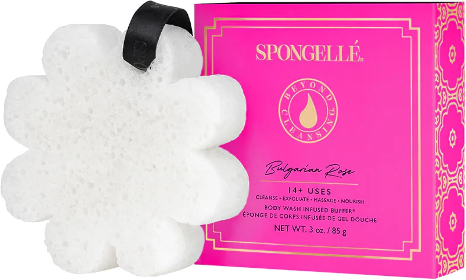 Spongell&eacute; Boxed Flower Shower Gel Infused Body Buffer, Bulgarian Rose
