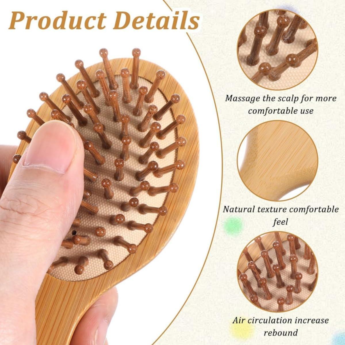 Hair Brush, Pack of 2 Scalp Massage Brush, Scalp Massager Brush, Small Travel Hair Brush, Wooden Hair Brush, Head Massage Brush, Hair Massage Brush, Hair Brush, for Men and Women