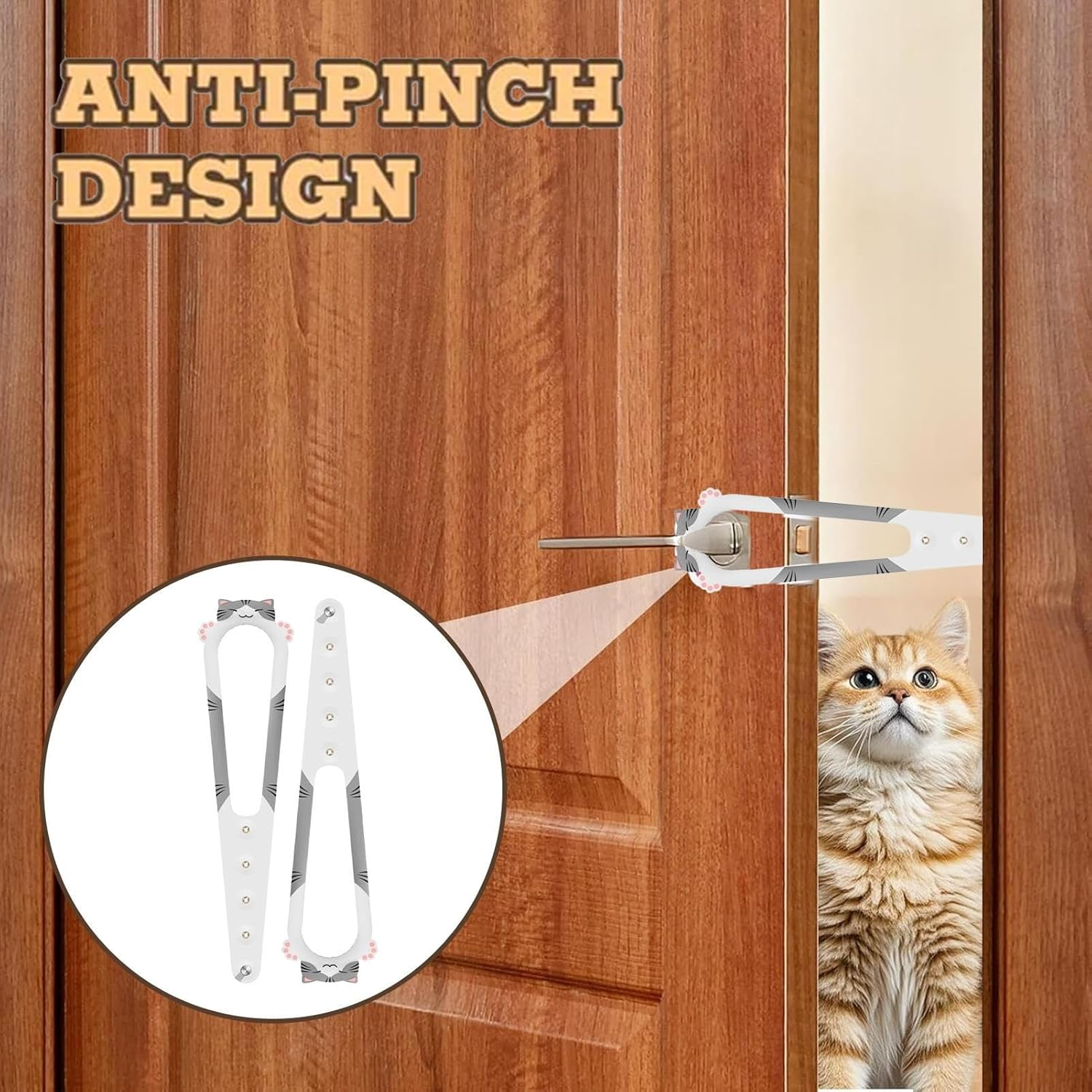 Cat Door Prop,Keep Door Cracked Open for Cat | Portable Pet Supplies Gate Locks for Bedroom Kitchen Living Room and Study Room image number 1