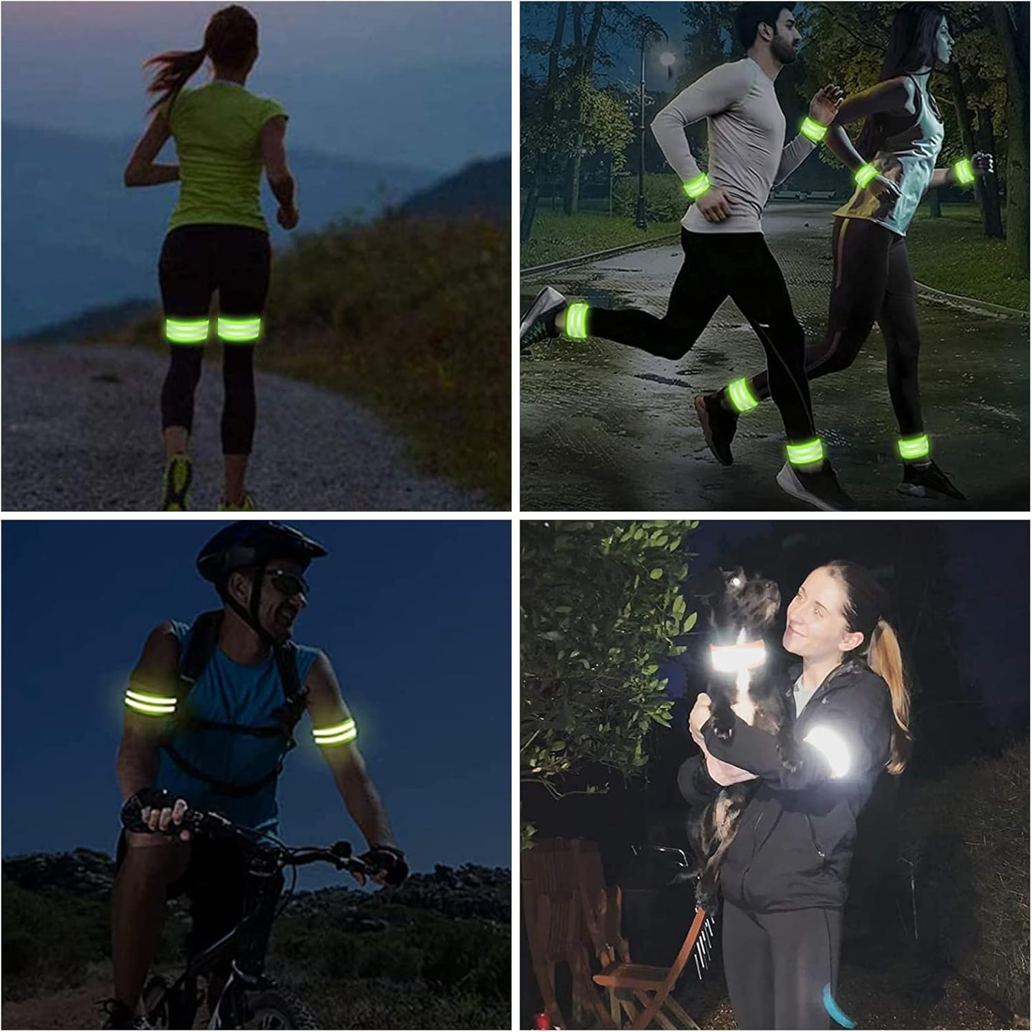Reflective Armbands, High Visibility Reflector Bands Running Safety Gear Reflective Elasticated Wristbands Hi Vis Security Arm Ankle Straps Belts for Walking Cycling and Night Activities image number 2
