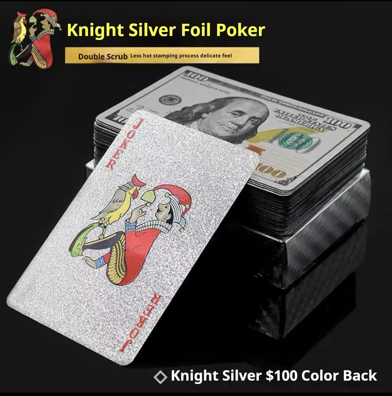 Plastic Waterproof Poker Adult Large Printing, Professional Playing Cards in Bulk, Sets for Outdoor, Travelling, Seaside, Pool and Other Waterfront. (Plastic, Coloured Gold Dollars Poker) image number 5