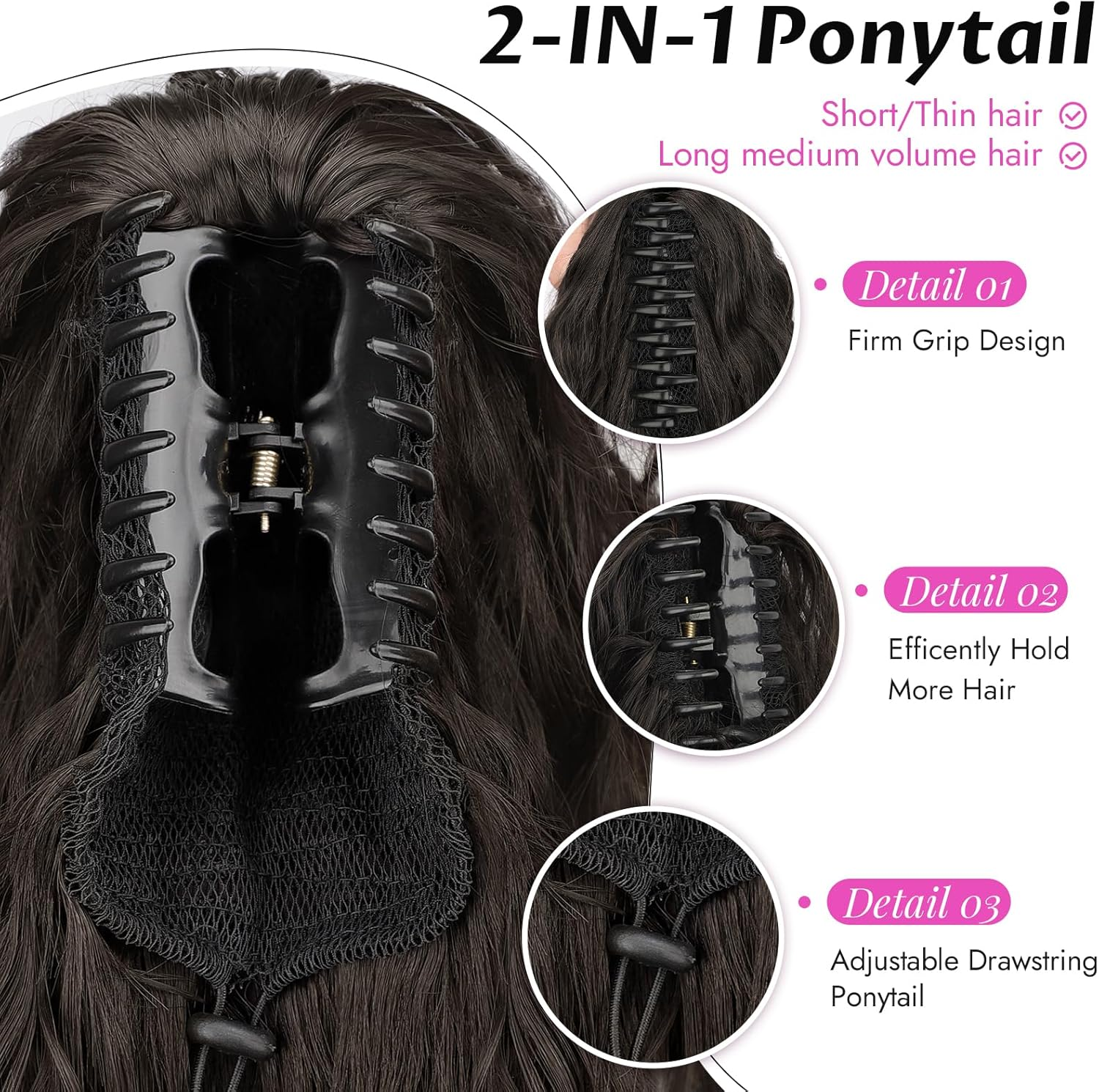 Isaic Material Introduction: Our Claw Ponytail Extensions Are Made of Premium Synthetic Fibers, Safe, Comfortable and Beautiful, You Can Handle Them With image number 4