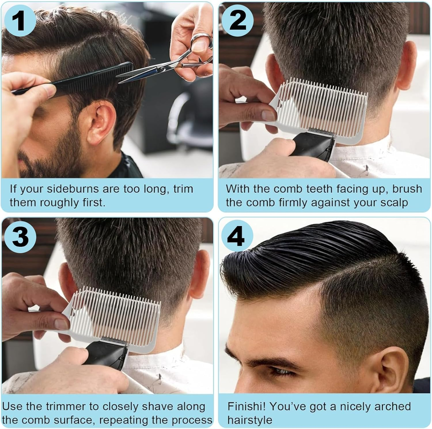 FOWSRHRG Fade Combs - 2PCS Barber Gradient Positioning Combs, Flat/Curved Push Edge for Blending Fades, Hair Cutting Guide Tools for Home & Salon Use image number 3