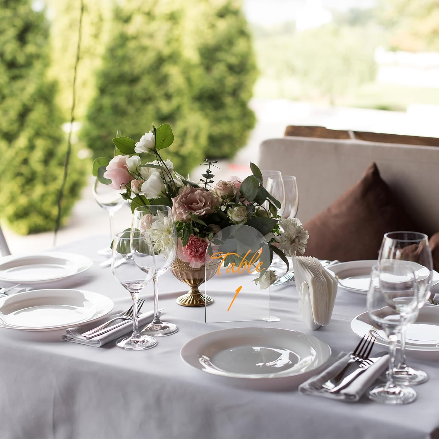 NILLOS Blank Acrylic Signs, 10 PCS Arched round Top Table Number Card Holders with Clear Stand Seating for DIY Wedding, Dinner, Party, Table Decorations (10 X 15 Cm/3.93 X 5.90 In)