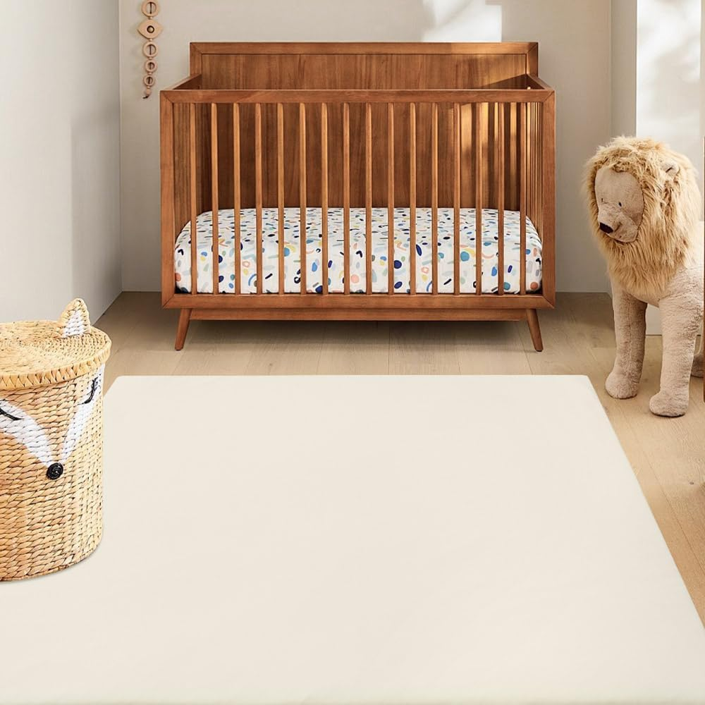 &zwnj;Playpals Baby Play Mat, Extra-Thick Vegan Leather Activity Mat with Washable Removable Cover, Non-Slip Cushioned Crawling Mat for Infants, Babies & Toddlers, Easy-Clean Floor Mat, 121X121Cm Beige&zwnj; image number 2