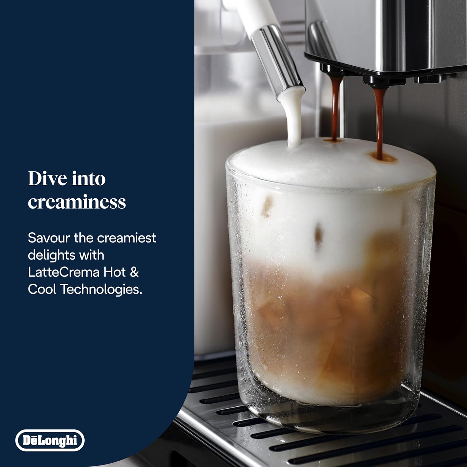 De'Longhi Primadonna Aromatic ECAM630.75.TM, Automatic Bean to Cup Coffee Machine, Stainless Steel, Cold Brew, Hot & Cool Milk Foam, 3.5'' TFT Display, Titanium/Black