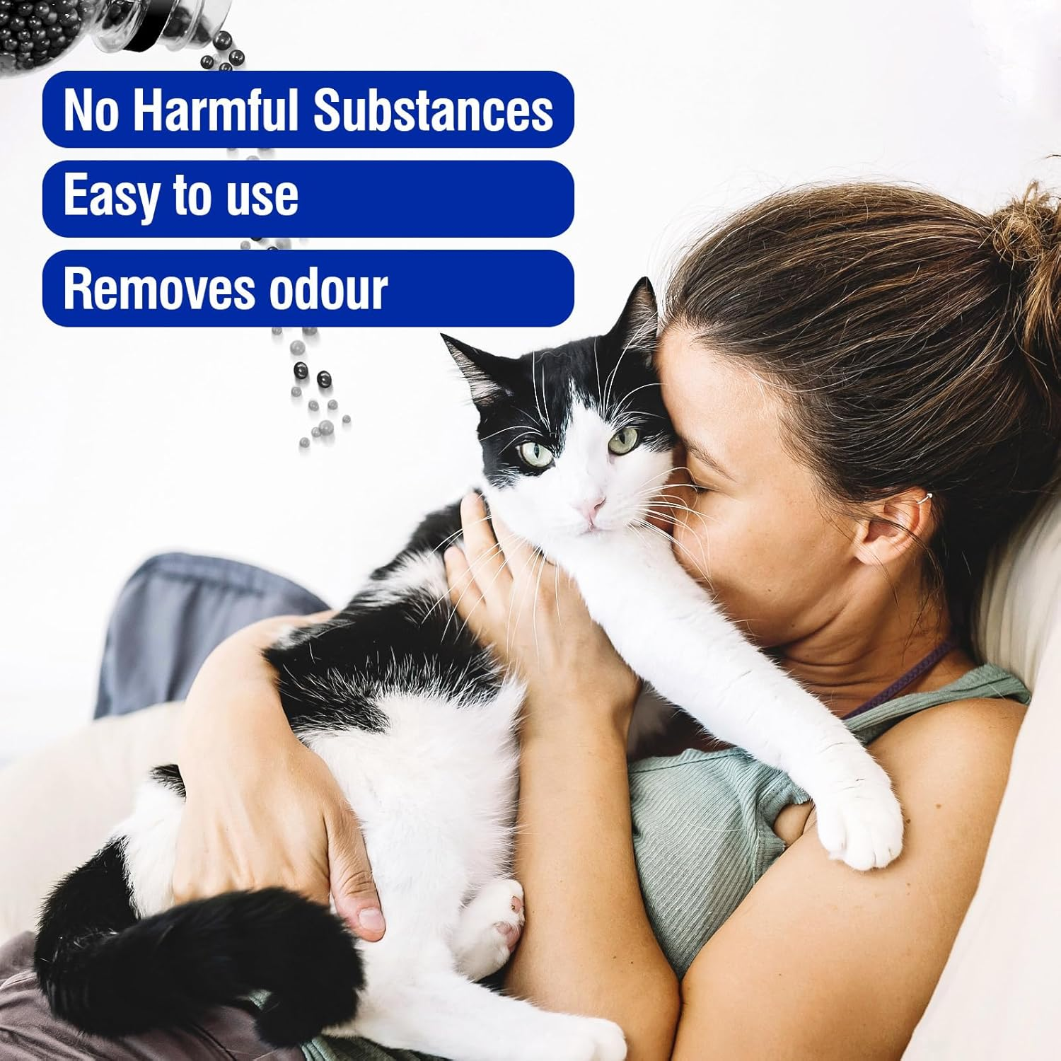 Cat Litter Deodorizer|Cat Litter Box Deodorizer|Cat Litter Crystals,Cat Odor Eliminator for Home, 8.5 Oz (Black+Blue) image number 2