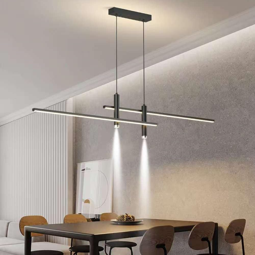 BAMDECOR A033 Modern Linear LED Pendant Light Adjustable 3 Color Dimmable Remote Control for Dining Bar Living Room 120Cm image number 3
