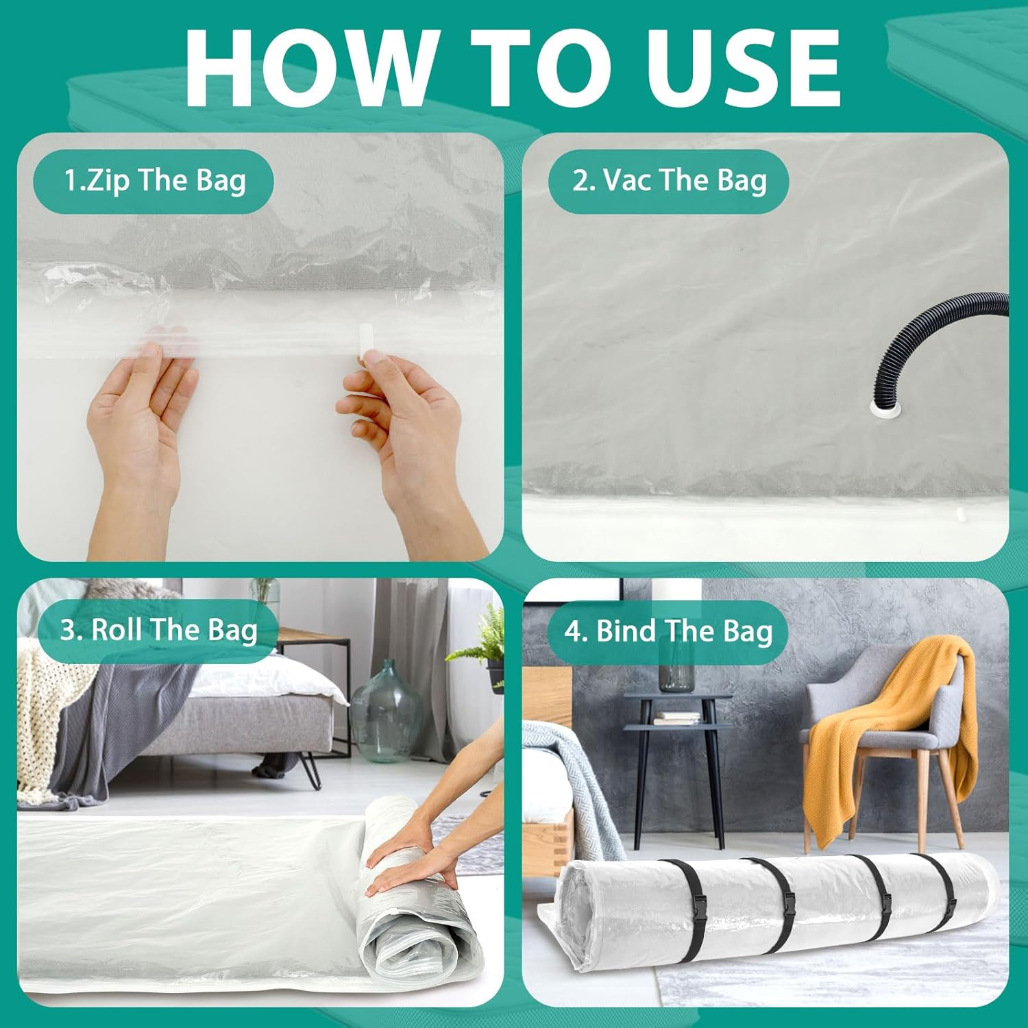 MABCIRY Mattress Vacuum Bag for Moving and Storage, Leakproof Vacuum Seal Mattress Bag, Transparent Vacuum Mattress Storage Bag, Memory Foam Latex Mattress Bag image number 4