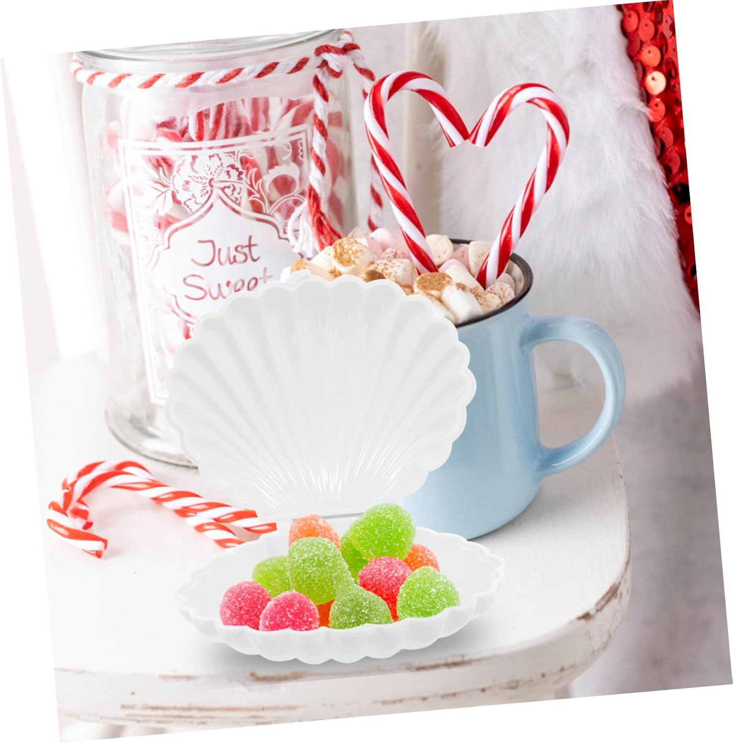 GRIRIW Shell Candy Snack Box Mermaid Birthday Decorations Boxes Sea Shell Candy Dish - White image number 4