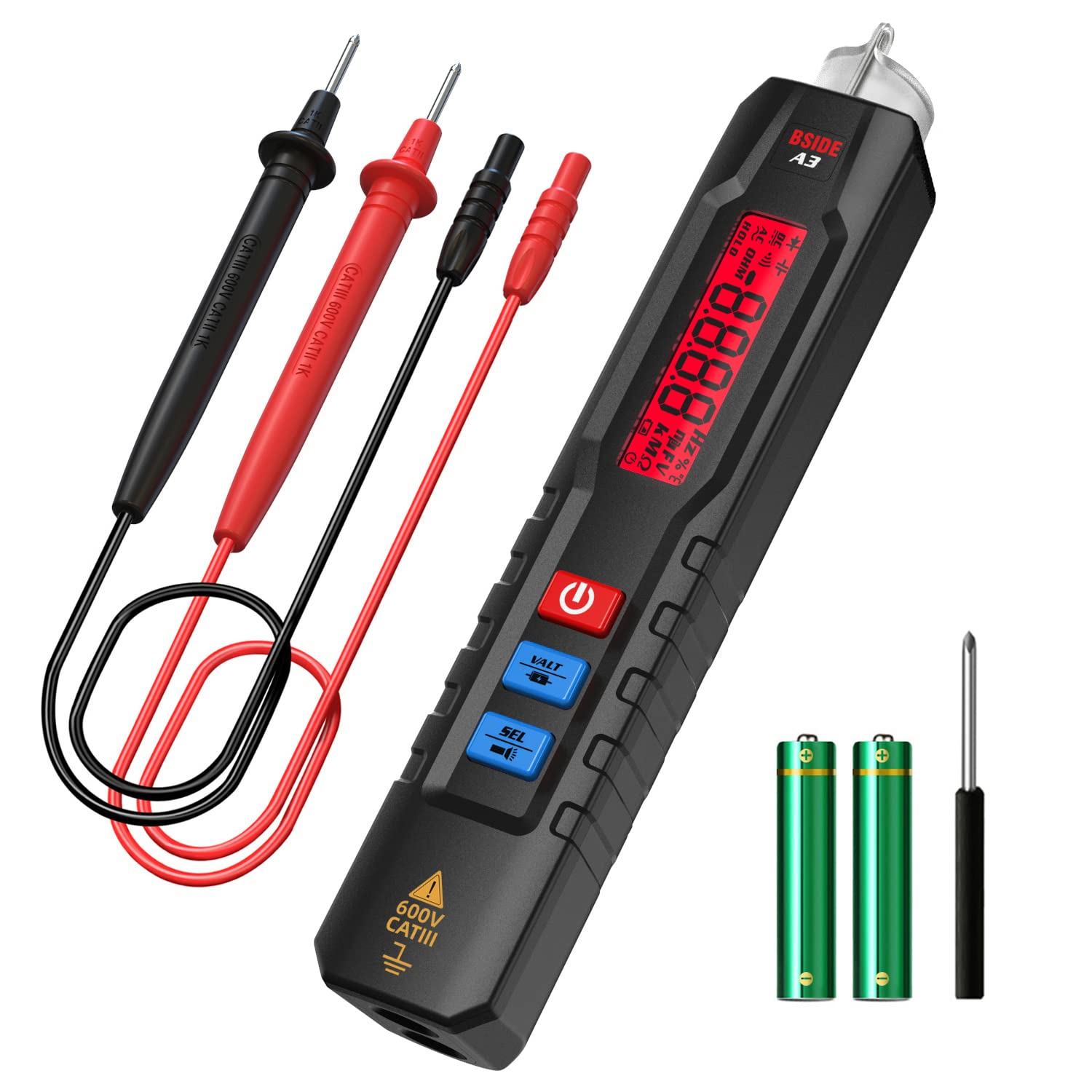 BSIDE Voltage Tester Non Contact Voltage Detector Electrical Circuit Tester Pen, with Test Leads for Capacitance Diode Continuity Resistance Voltage Tester image number 3