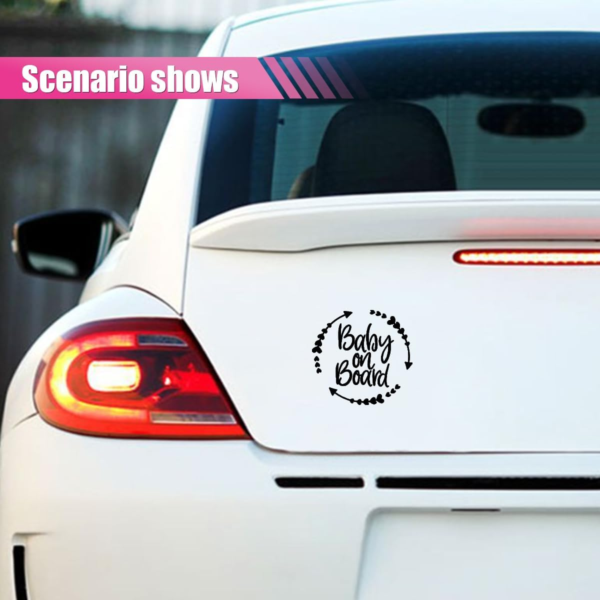 Baby on Board Sticker for Car, Cute Vinyl Safety Caution Decal, Removable Baby Safety Warning Signs for Cars Trucks Walls Laptop 5.16 X 5.16'' (Black) - 2Pcs White image number 6