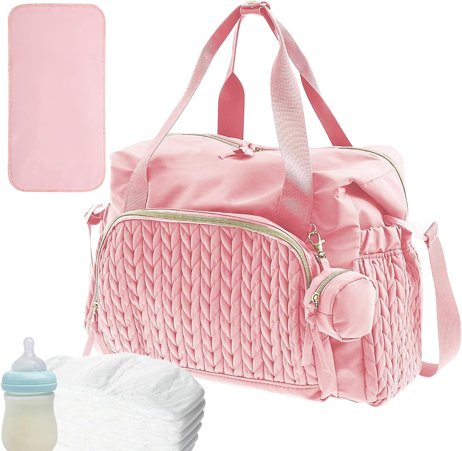 Diaper Bag for Kids | Large Capacity Shoulder Bag with Pacifier Case | Reusable Travel Accessories, Labor Delivery Backpack for Women image number 5