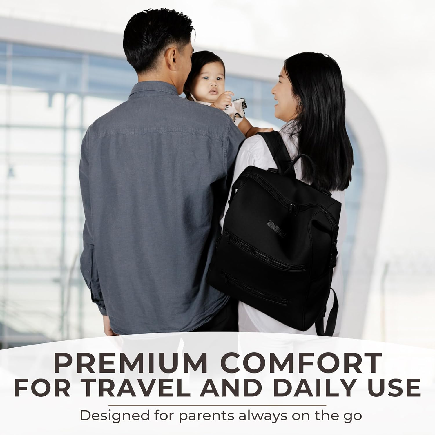 Lightweight Diaper Bag Backpack, Water-Resistant Neoprene Bag with Changing Pad, Stroller Straps, Wet Bag and Pouch image number 2