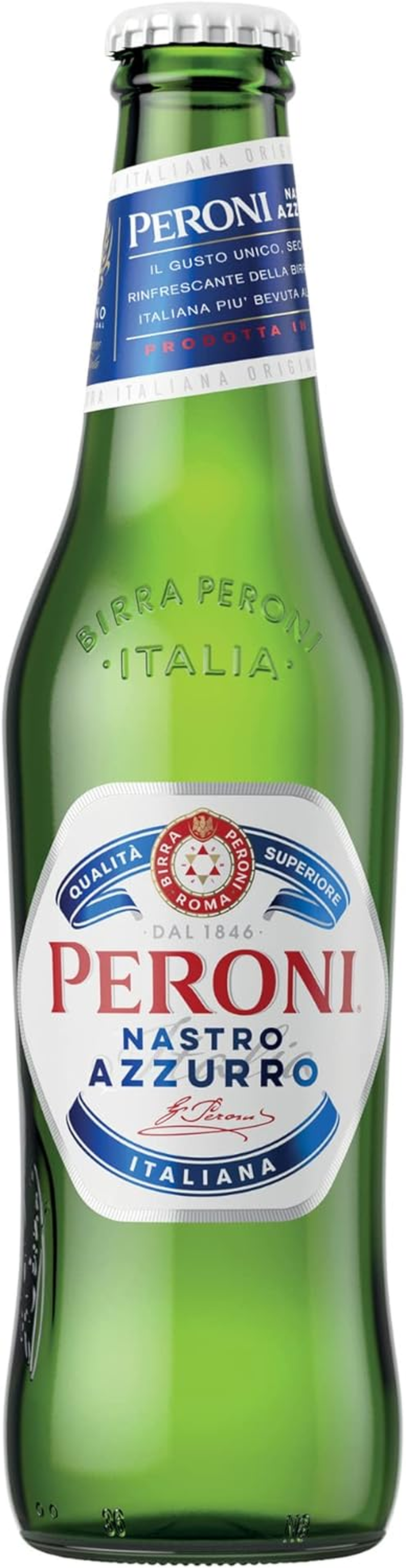 Peroni Nastro Azzurro, Crisp & Refreshing Beer Lager, Delicately Balanced, 5% ABV, 330Ml (Case of 24 Bottles)