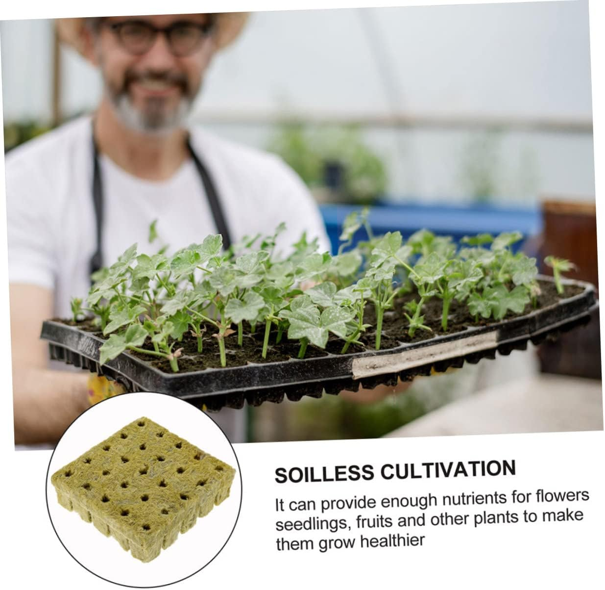 BUTIFULSIC Hydroponic Cultivation Nursery Blocks Soilless Planting Soil Blocks for Hydroponics Gardening Supplies 50Pcs 25X25X40Mm Starter Plugs for Cuttings and Seedlings image number 4