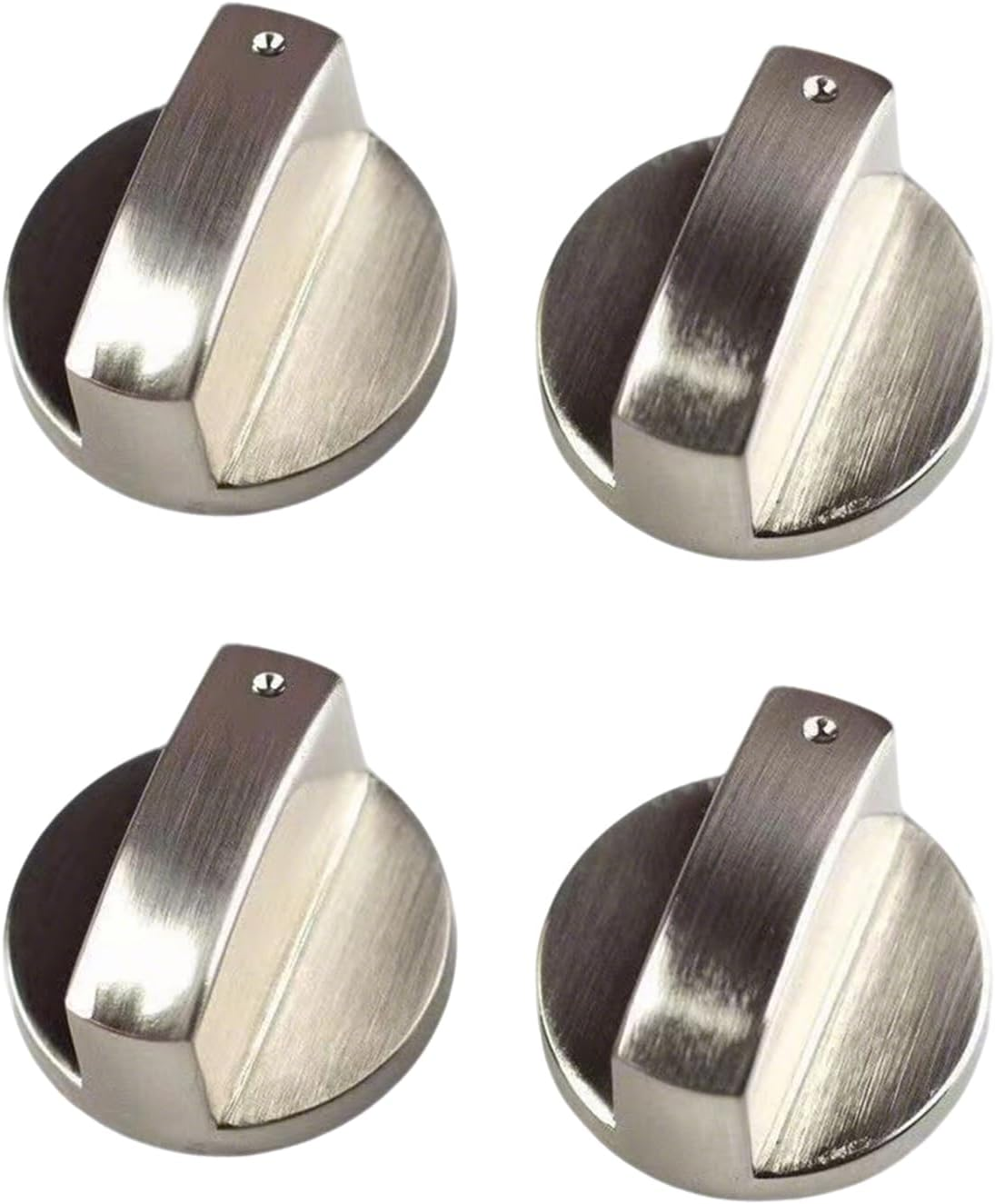 Xlihdzum 4PCS Universal Silver Gas Hob Knobs - Metal Switches for Kitchen Cooker Stove Oven Cooktop, Replacement Control Knobs for Gas-Appliances with Precise Sizing and Zinc Alloy Hob Knob